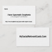 Spasmodische Dysphonie, ein neurologisches Voca… Visitenkarte (Vorne/Hinten)
