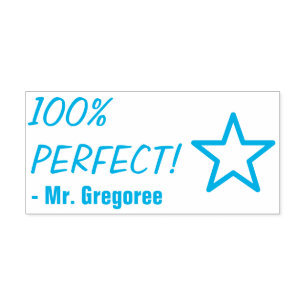 Spaß "100% PERFEKT!" + Pädagogischer Name Kautschu Permastempel