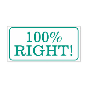 Spaß "100% Recht!" Schullehrer Rubber-Briefmarke Permastempel