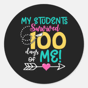 Spaß 100. Schultag Mein Schüler überlebte 100 Da Runder Aufkleber