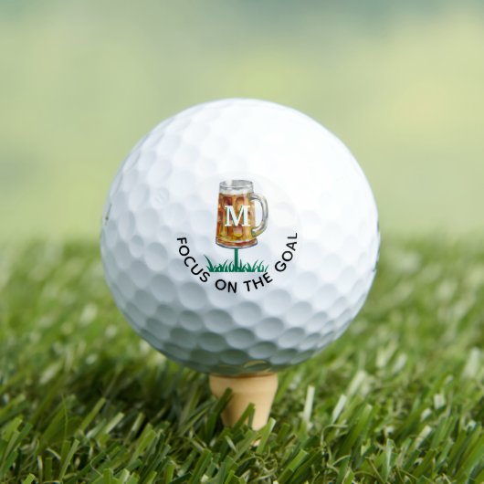 Spaß 19. T-Shirt Bier Tasse Monogramm Golfball (Insitu T-Shirt)