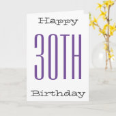 Spaß, 30. Geburtstag, großer lila, schwarzer Text, Karte (Gelbe Blume)