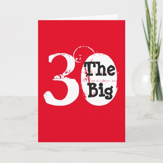 Spaß, 30. Geburtstag, weißer, schwarzer Text auf r Karte (Vorderseite)