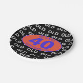 Spaß 40th Editable Age Old Red Black Birthday Pappteller (Schrägansicht)