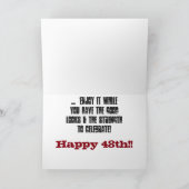 Spaß, 48. Geburtstag, rot und weiß. Karte (Innenseite)