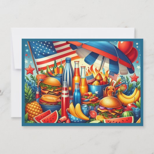 Spaß 4. Juli Red White Blue Einladung (Rückseite)