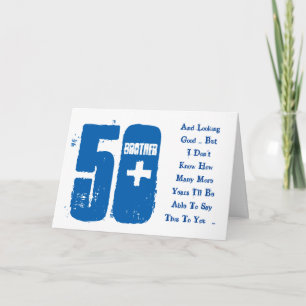 Spaß, 50. Geburtstag, Bruder, blau und weiß. Karte