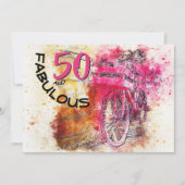 Spaß 50-jähriges Vintages Girly Bicycle Einladung (Vorderseite)