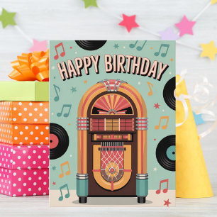 Spaß 50er Jahre Vintage Retro Jukebox, Geburtstag Postkarte