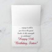 Spaß, 55. Geburtstag für Schwester, rot-weißer Tex Karte (Innenseite)