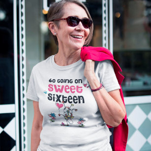 Spaß 60 auf 16 . Geburtstag Kuh Cartoon T-Shirt