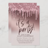 Spaß 60 Es ist ein Party Rosa Glitzer 60. Geburtst Einladung (Vorne/Hinten)