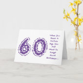 Spaß, 60. Geburtstag, vergiss es, lila, weiß Karte (Gelbe Blume)