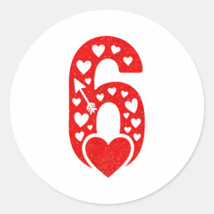 Spaß 67 Nummer 6-7 6 7 passende Valentinstag Sechs Runder Aufkleber