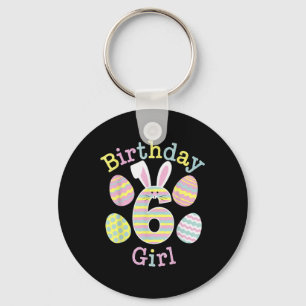 Spaß 6. Geburtstag Ostertag Bunny Rabbit Eggs Girl Schlüsselanhänger