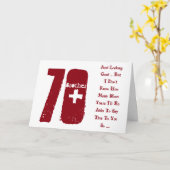 Spaß, 70. Geburtstag, Bruder, rot und weiß. Karte (Gelbe Blume)