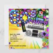 Spaß 80er Jahre Kostümkleid up Birthday Party Einladung (Rückseite)