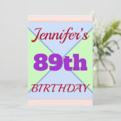 Spaß "89. GEBURTSTAG" Geburtstags-Einladung Einladung (Stehend Vorderseite)