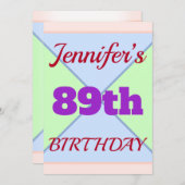 Spaß "89. GEBURTSTAG" Geburtstags-Einladung Einladung (Vorne/Hinten)