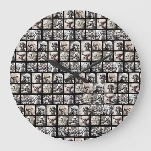 Spaß 9 Foto-Collage-Bilder Große Wanduhr (Vorderseite)