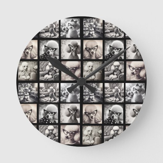 Spaß 9 Foto-Collage-Bilder Runde Wanduhr (Vorderseite)