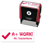Spaß "A+ WORK!" + Name des Lehrers Rubber Briefmar Permastempel (Beispiel)