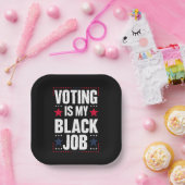 Spaß abstimmen ist mein Vintager schwarzer Job Pappteller (Party)