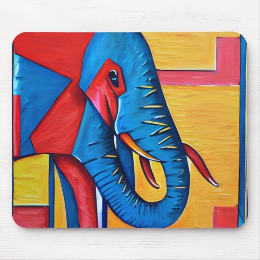 Spaß Abstrakt Künstlerisch Kleiner Elefant Mousepad (Vorne)