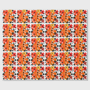 Spaß, abstrakte Blume in Orange und Schwarz Geschenkpapier