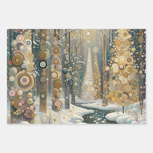 Spaß Abstrakter Winter Wunderland Kunst, Dichtung Geschenkpapier Set (Vorderseite 3)