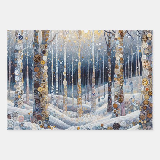 Spaß Abstrakter Winter Wunderland Kunst, Dichtung Geschenkpapier Set (Vorderseite 2)