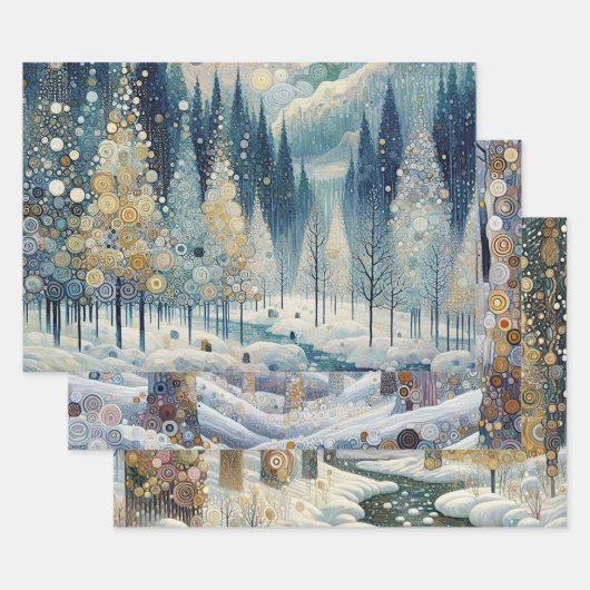 Spaß Abstrakter Winter Wunderland Kunst, Dichtung  Geschenkpapier Set (Set)
