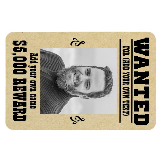 Spaß ADD DEIN GESICHT, TEXT Cowboy gewollt Poster, Magnet (Horizontal)