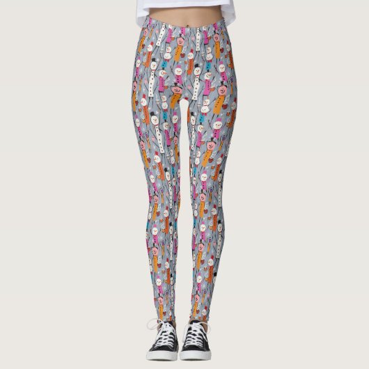 Spaß Alberne Schneemänner trinken heißes Kakao Leggings (Vorderseite)