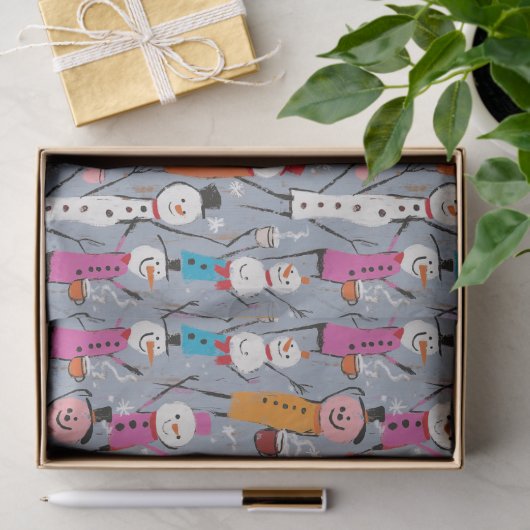 Spaß Alberne Schneemänner trinken heißes Kakao Seidenpapier (Geschenk)