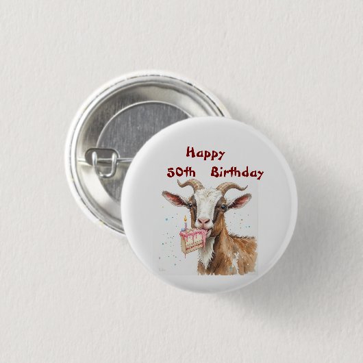 Spaß alter Ziege über dem Hügel Custom Age Geburts Button (Vorne & Hinten)