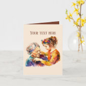 Spaß Ältere Dame mit Mädchen hinzufügen Karte (Gelbe Blume)