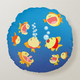 Spaß am Fischtank (Cartoon Fisch) Rundkissen Rundes Kissen