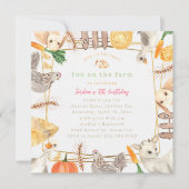 Spaß am Geburtstag des Bauernhofs - Zoo Einladung (Vorderseite)