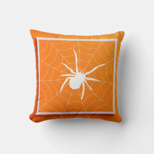 Spaß am Halloween Schwarz & Orange Spinnennetz Kissen