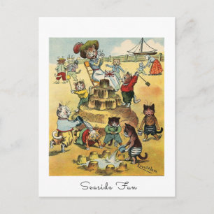 Spaß am Meer viktorianische Katzen Unfug Vintage H Postkarte