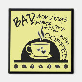 Spaß am Morgen wird mit kaffeelgelben Kunstwerken Magnet (Vorne)