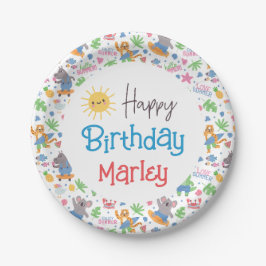 Spaß am Sonnenstrand Tierfreude zum Geburtstag Pappteller