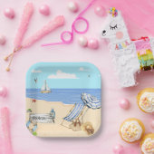 Spaß am Strand Blue Aqua Aqua Pappteller (Party)