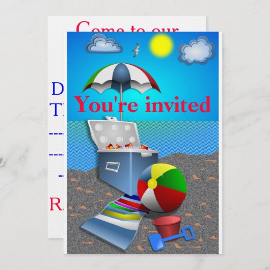 SPASS AM STRAND EINLADUNG (Vorne/Hinten)