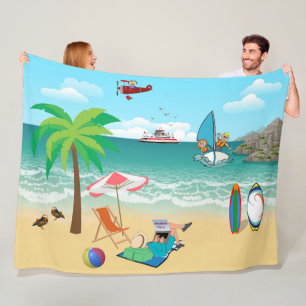 Spaß am Strand Fleecedecke