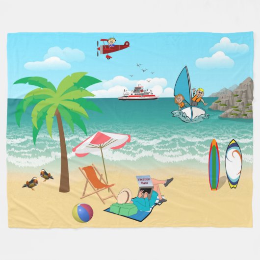 Spaß am Strand Fleecedecke (Vorderseite (Horizontal))