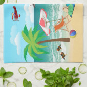 Spaß am Strand Geschirrtuch (Gefaltet)