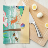 Spaß am Strand Geschirrtuch (Viertel Falte)