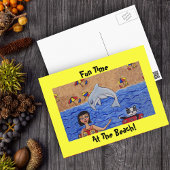 Spaß am Strand mit meiner Cat Postkarte